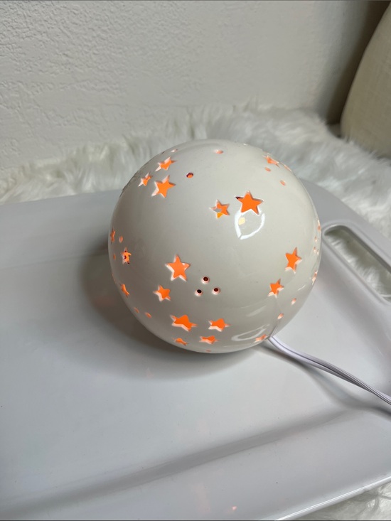 Other - Glossy White Ceramic Star Night Light Sphere